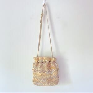 Sharif Vintage Chevron Zig Zag Leather Drawstring